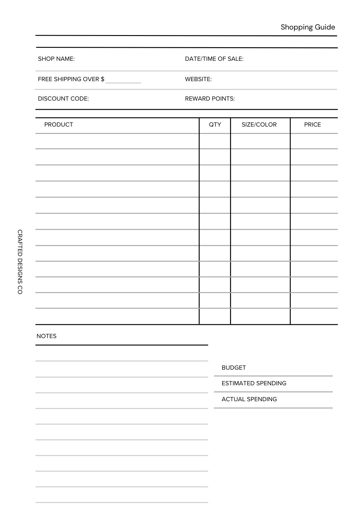 Shopping Guide Insert