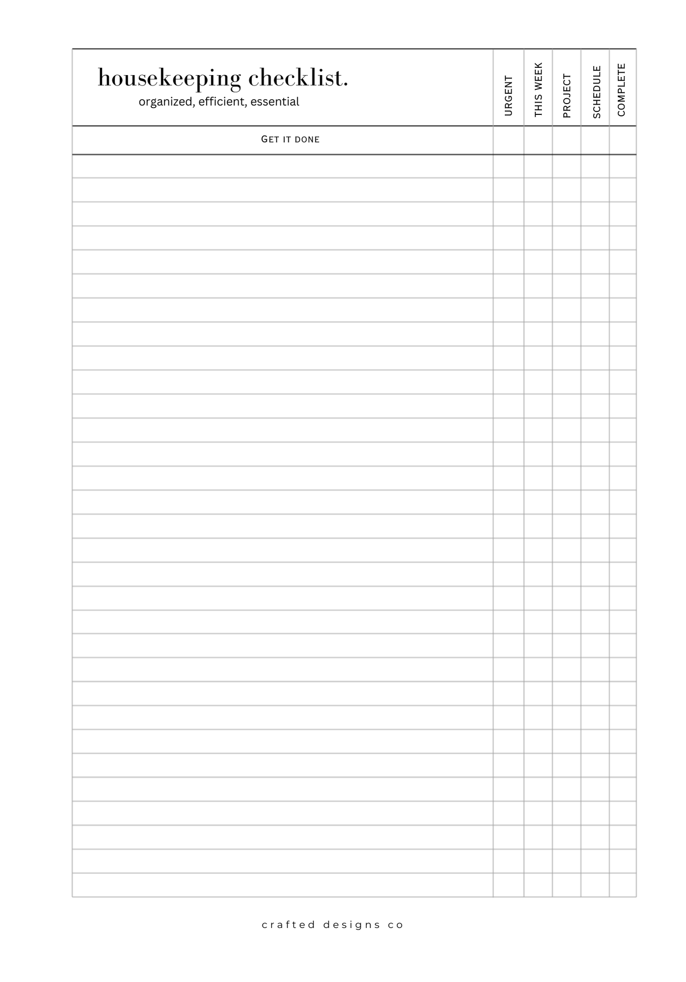 Housekeeping Checklist