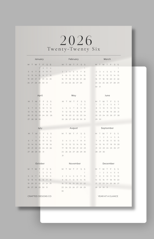 2026 Year At A Glance Dashboard