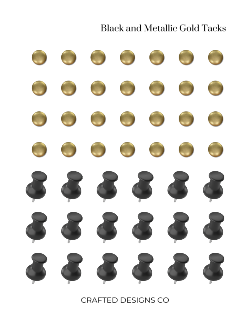 Black and Metallic Gold Tacks