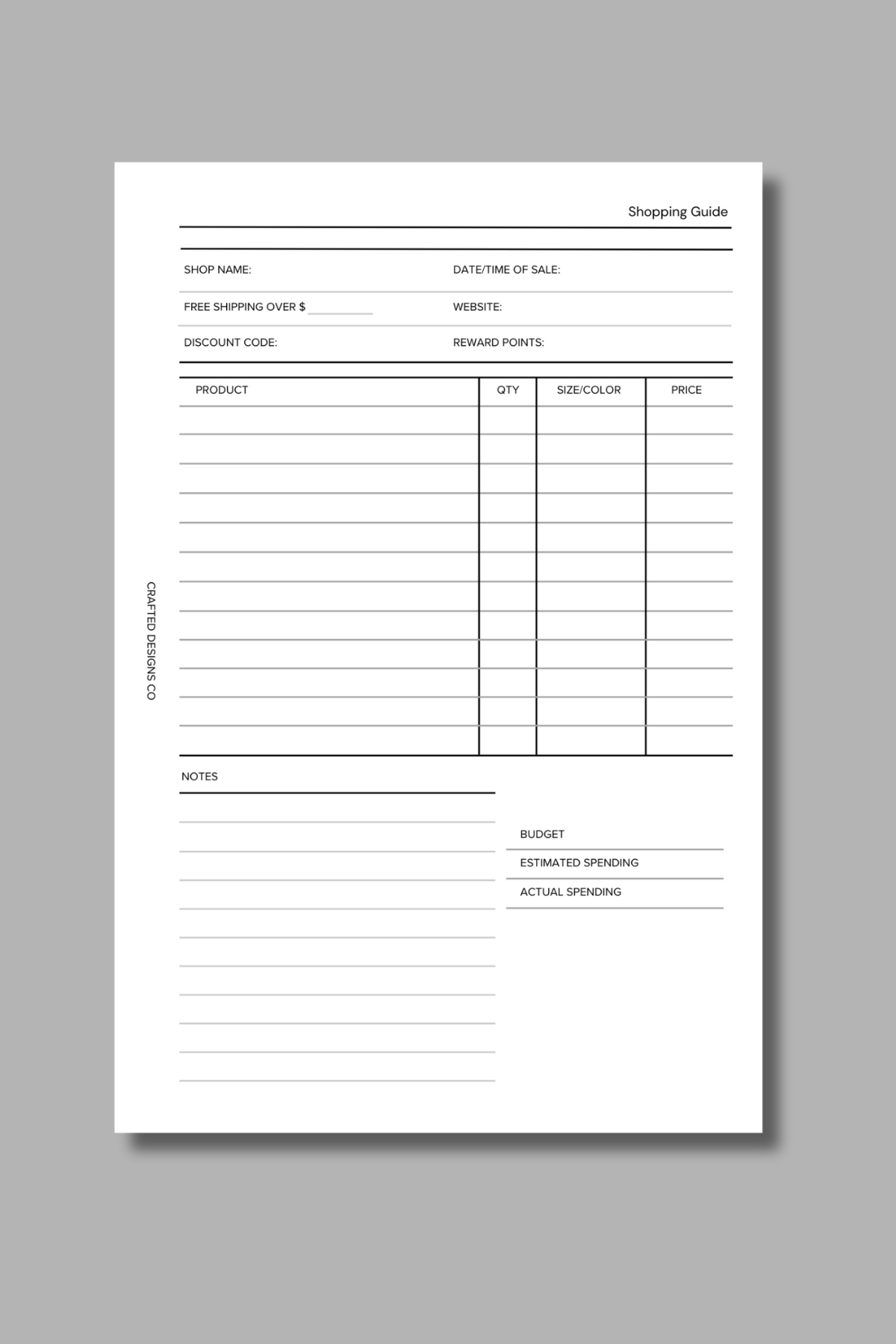 Shopping Guide Insert