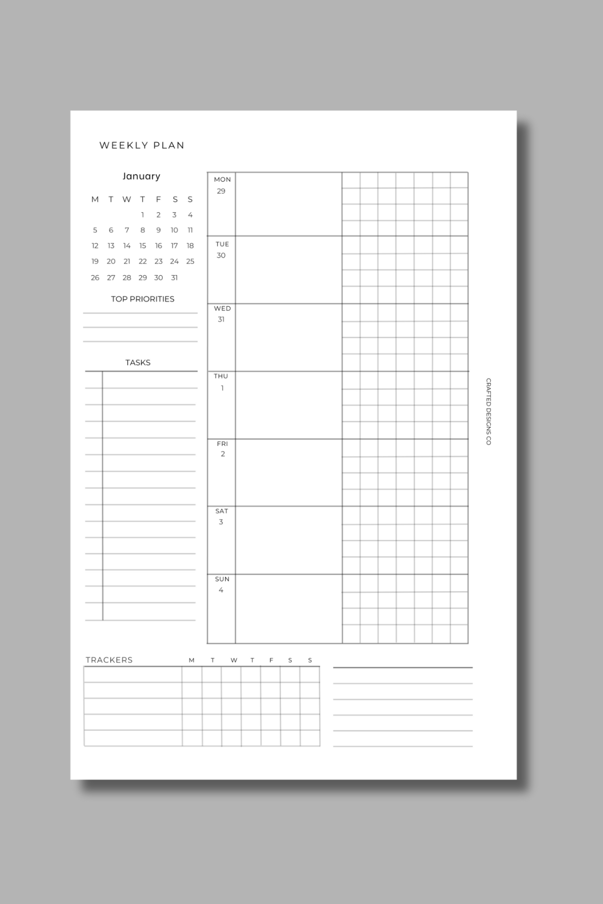 2026 Dated Weekly Horizontal Insert