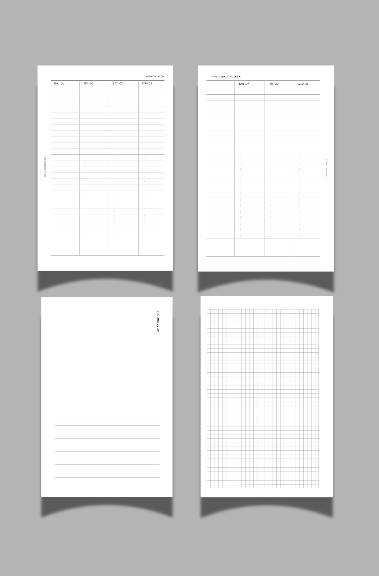 2026 Dated Weekly Agenda Insert