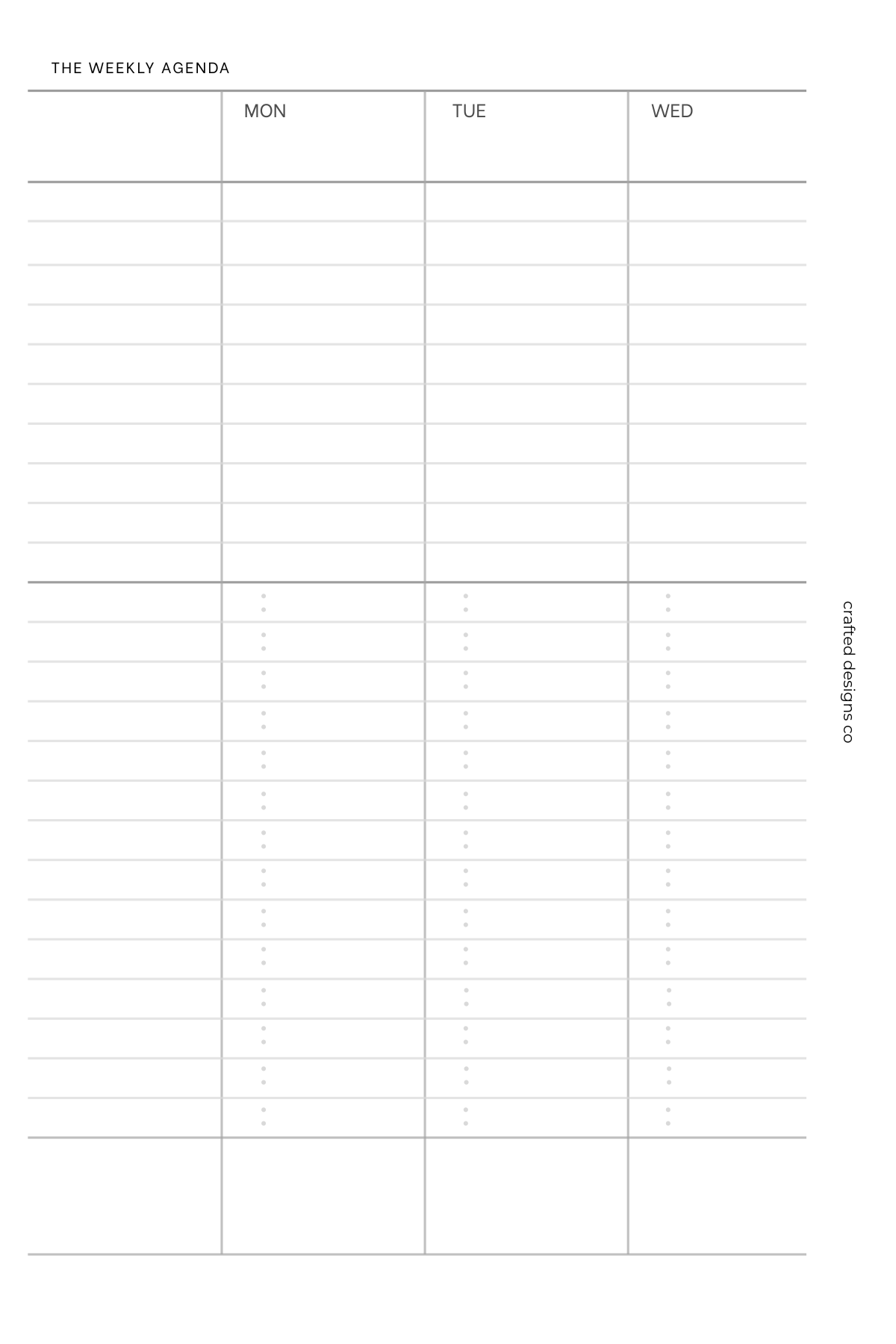 The Undated Weekly Agenda