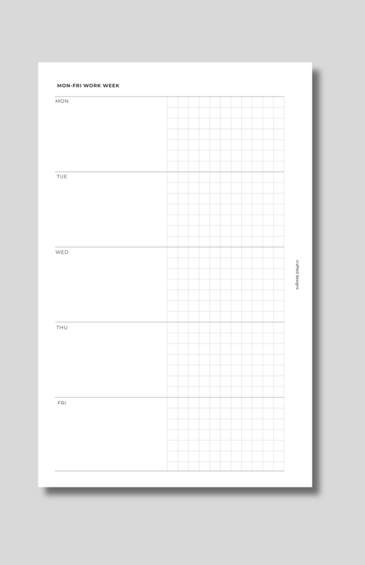 Work Week Planner Insert