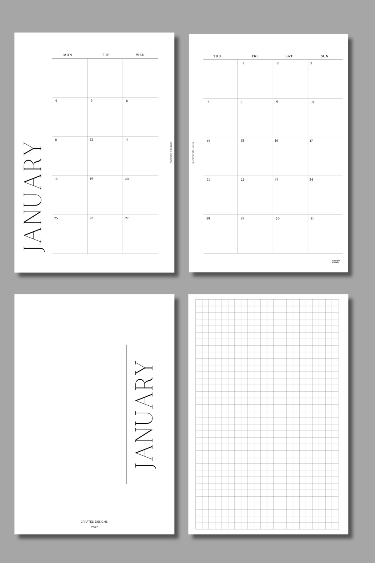2027 Dated Monthly Calendar Insert
