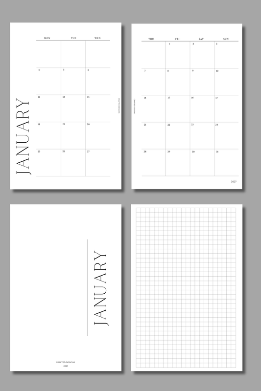 2027 Dated Monthly Calendar Insert