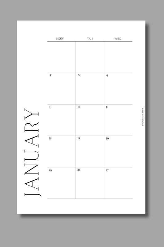 2027 Dated Monthly Calendar Insert