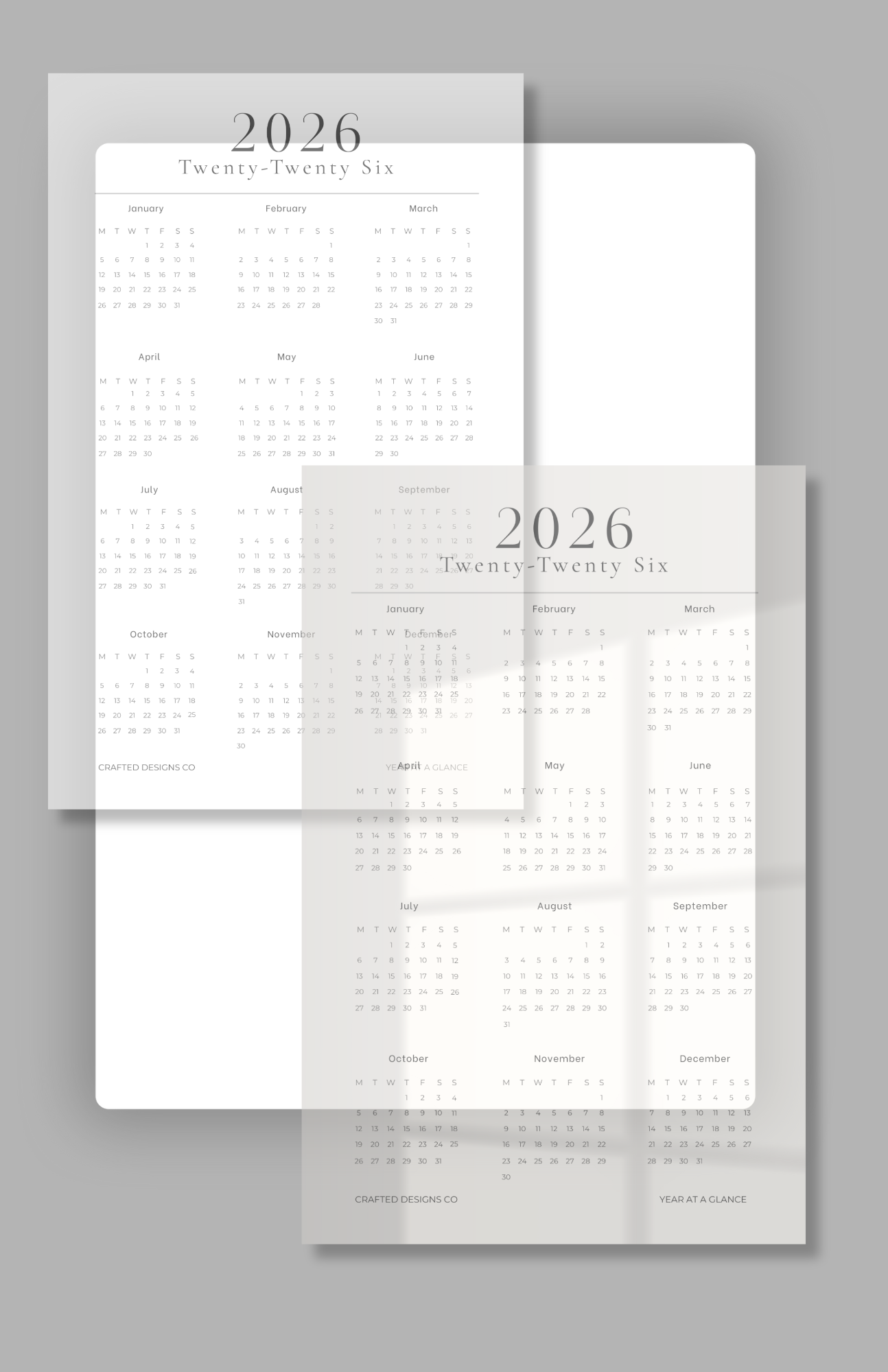 2026 Year At A Glance Dashboard