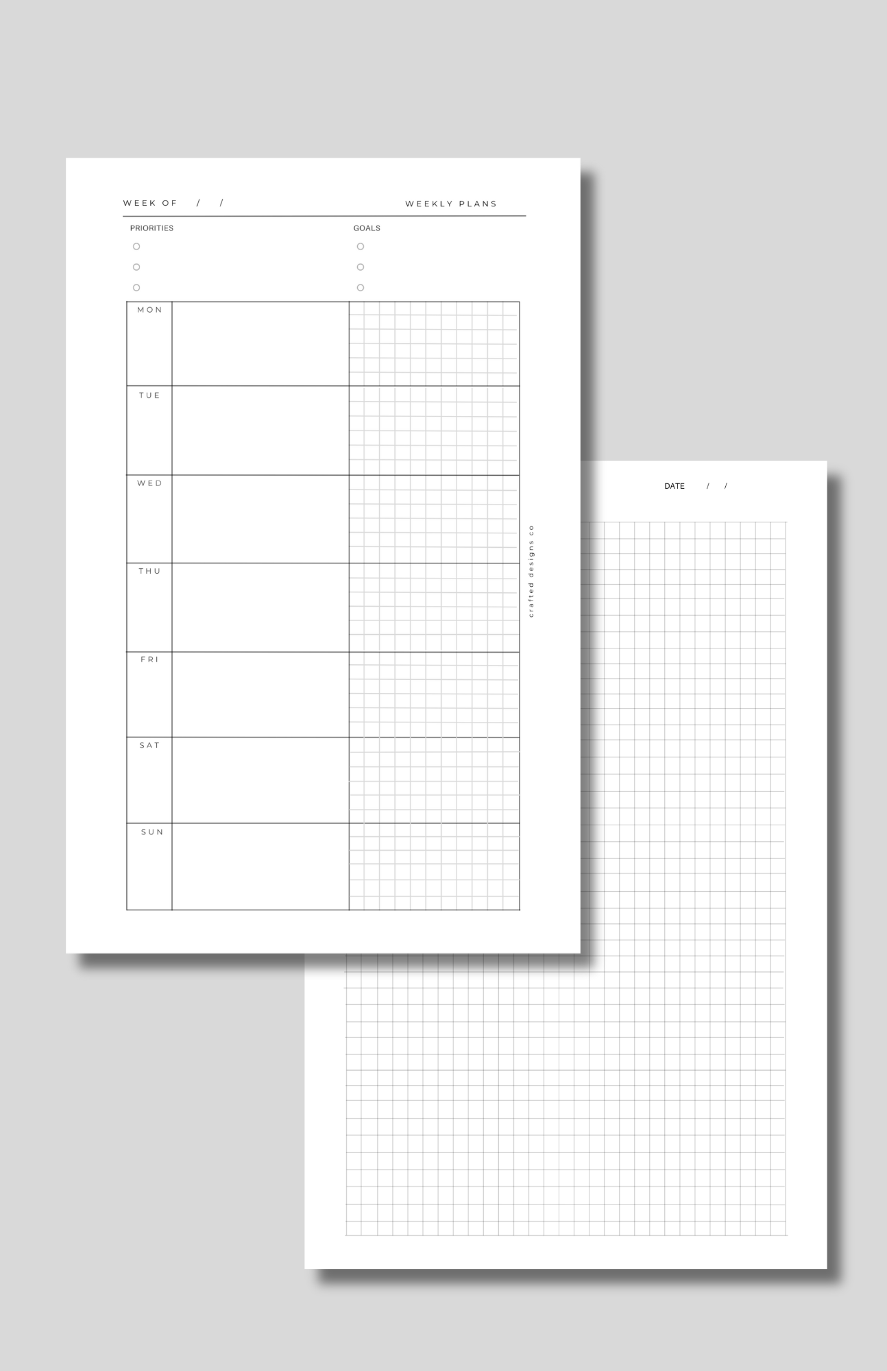 Undated Weekly Horizontal Insert with Notes Page