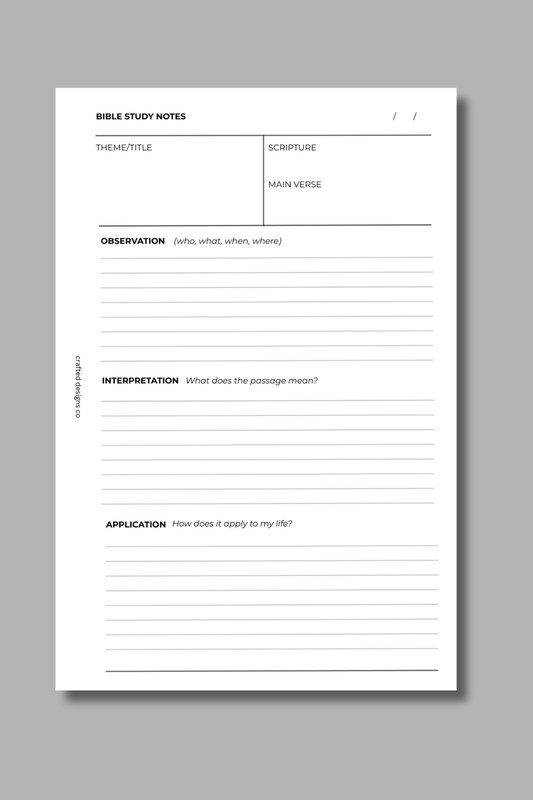 Bible Study Notes Insert - A Simple Way to Go Deeper in Scripture