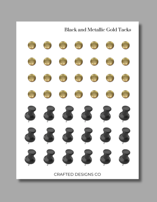 Black and Metallic Gold Tacks