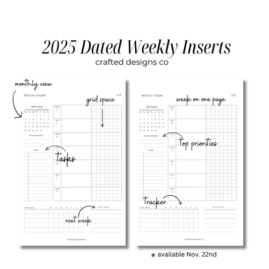 2026 Dated Weekly Horizontal Insert