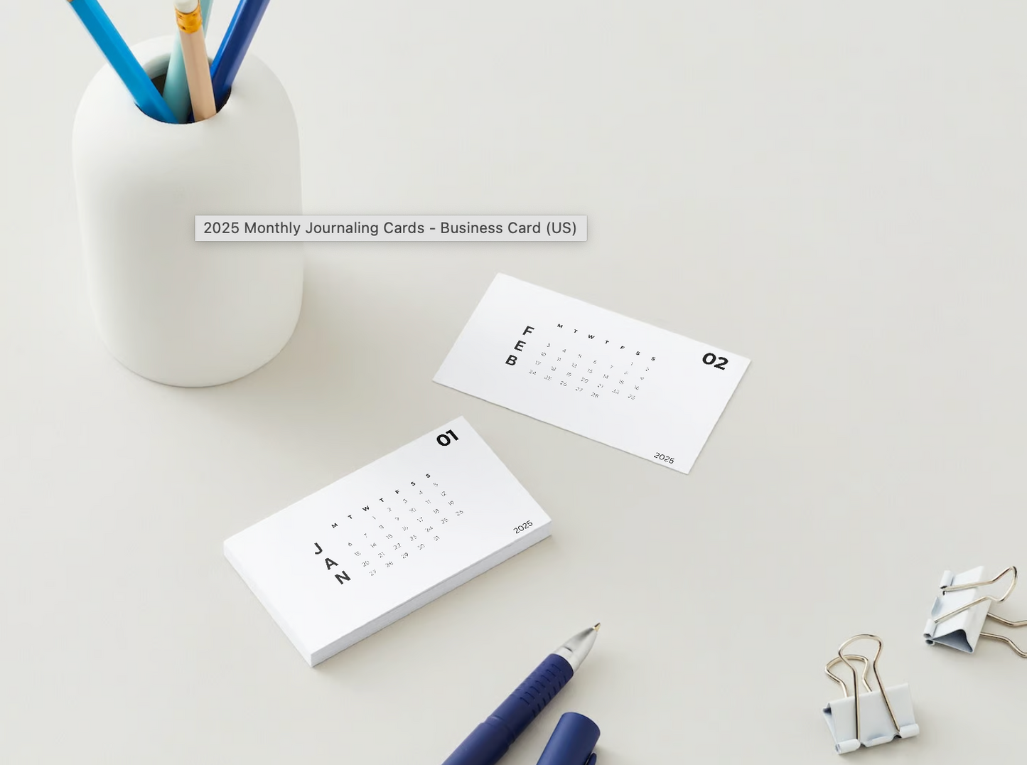 2025 Minimalistic Monthly Journaling Cards