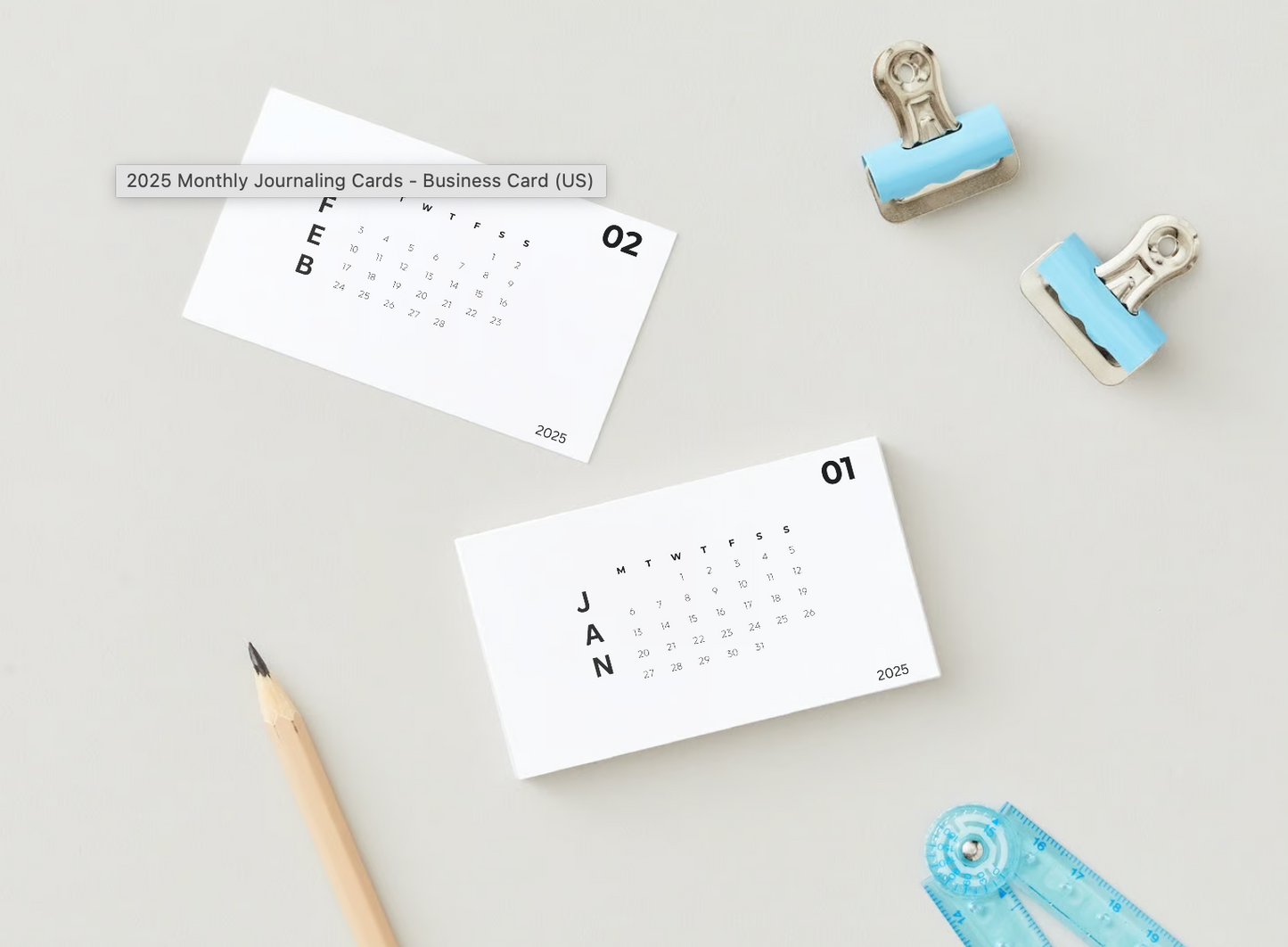 2025 Minimalistic Monthly Journaling Cards